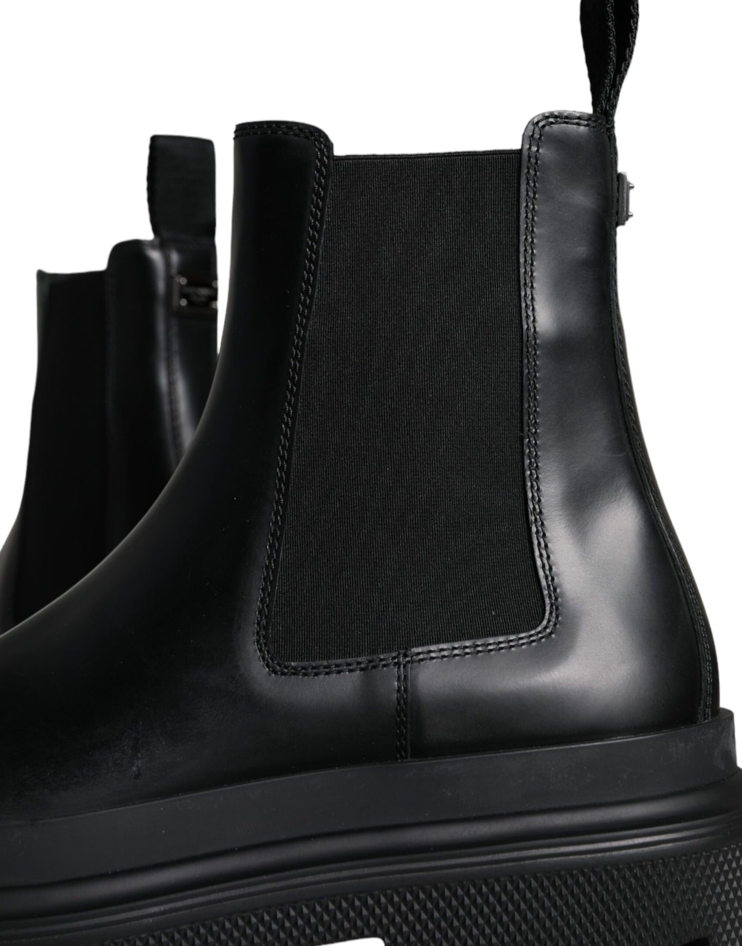 Botas de trekking elásticas de cuero negro sin cordones