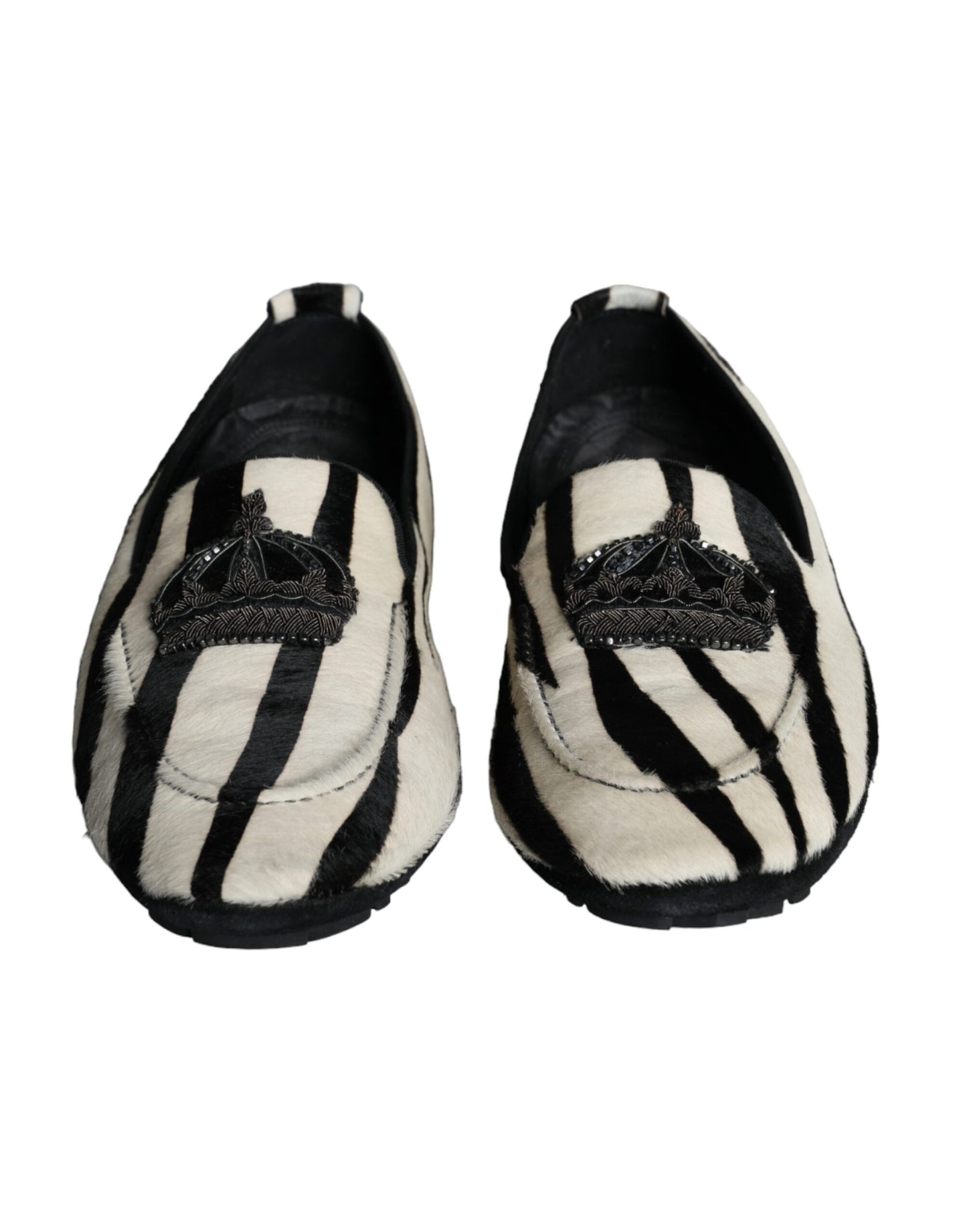 Mocasines de piel de becerro negros y blancos para hombre