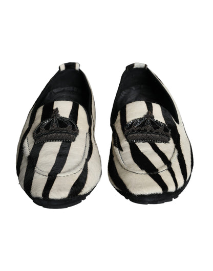 Mocasines de piel de becerro negros y blancos para hombre