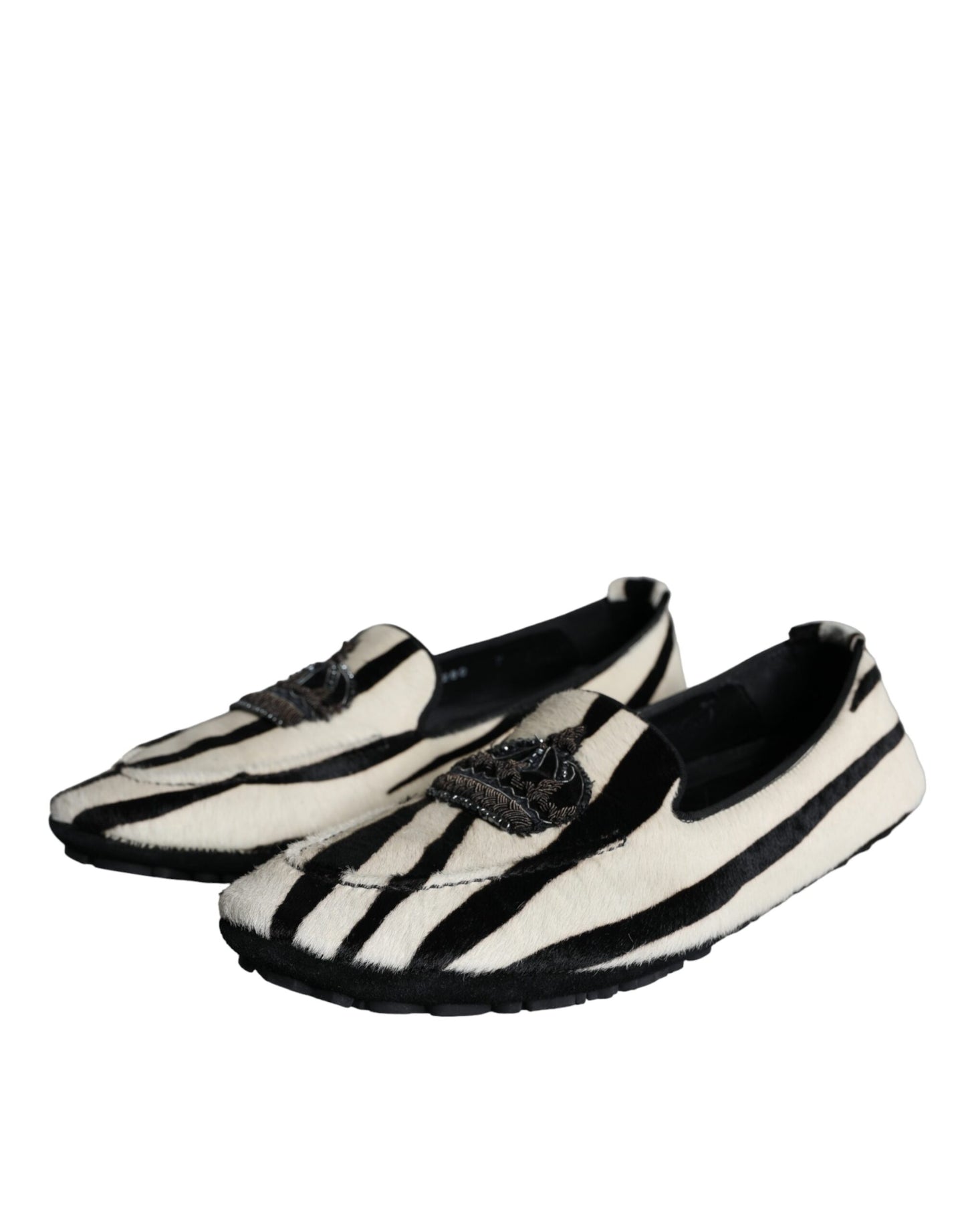 Mocasines de piel de becerro negros y blancos para hombre