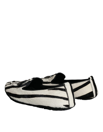 Mocasines de piel de becerro negros y blancos para hombre
