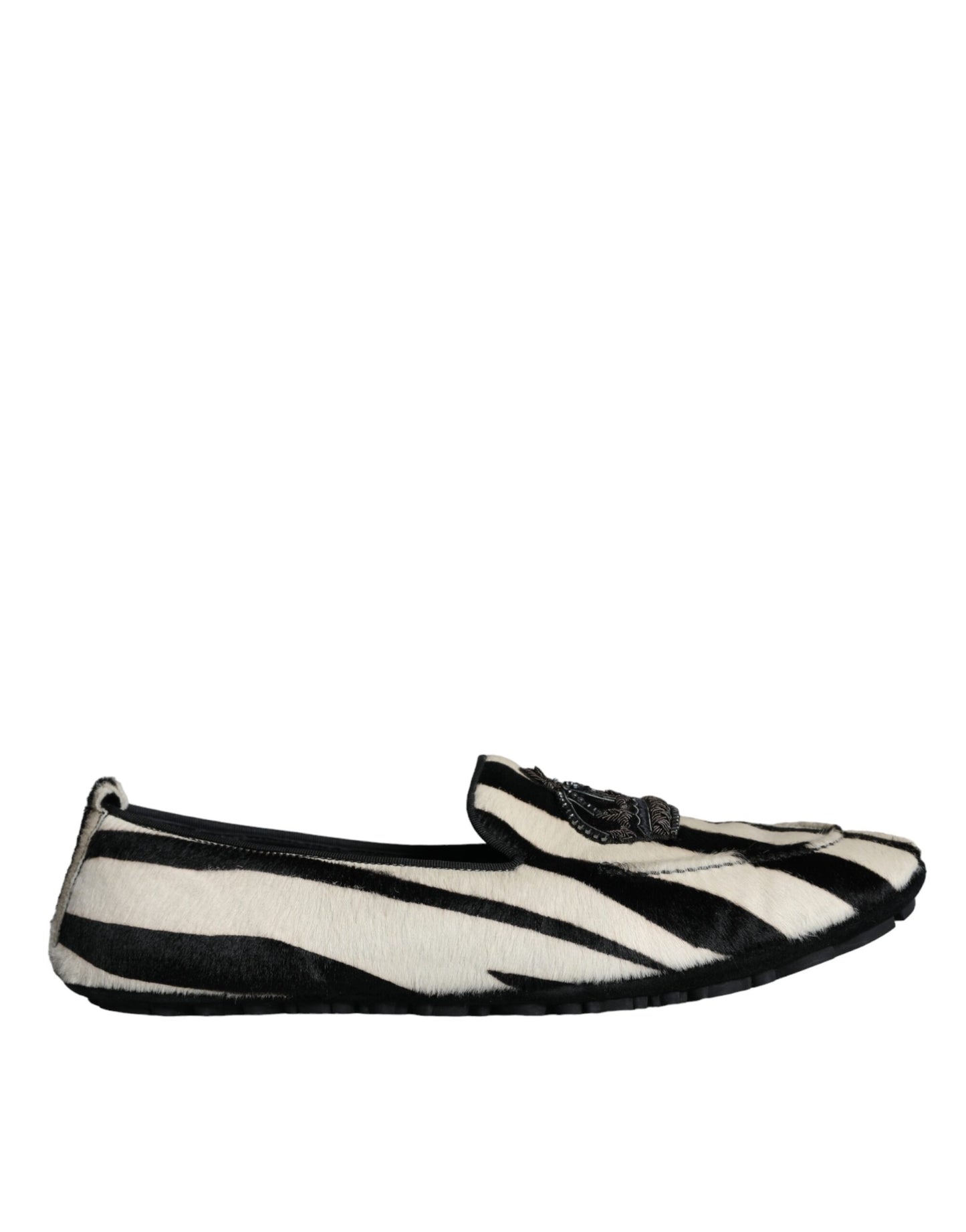 Mocasines de piel de becerro negros y blancos para hombre