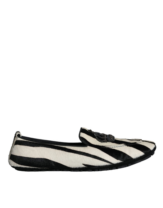 Mocasines de piel de becerro negros y blancos para hombre