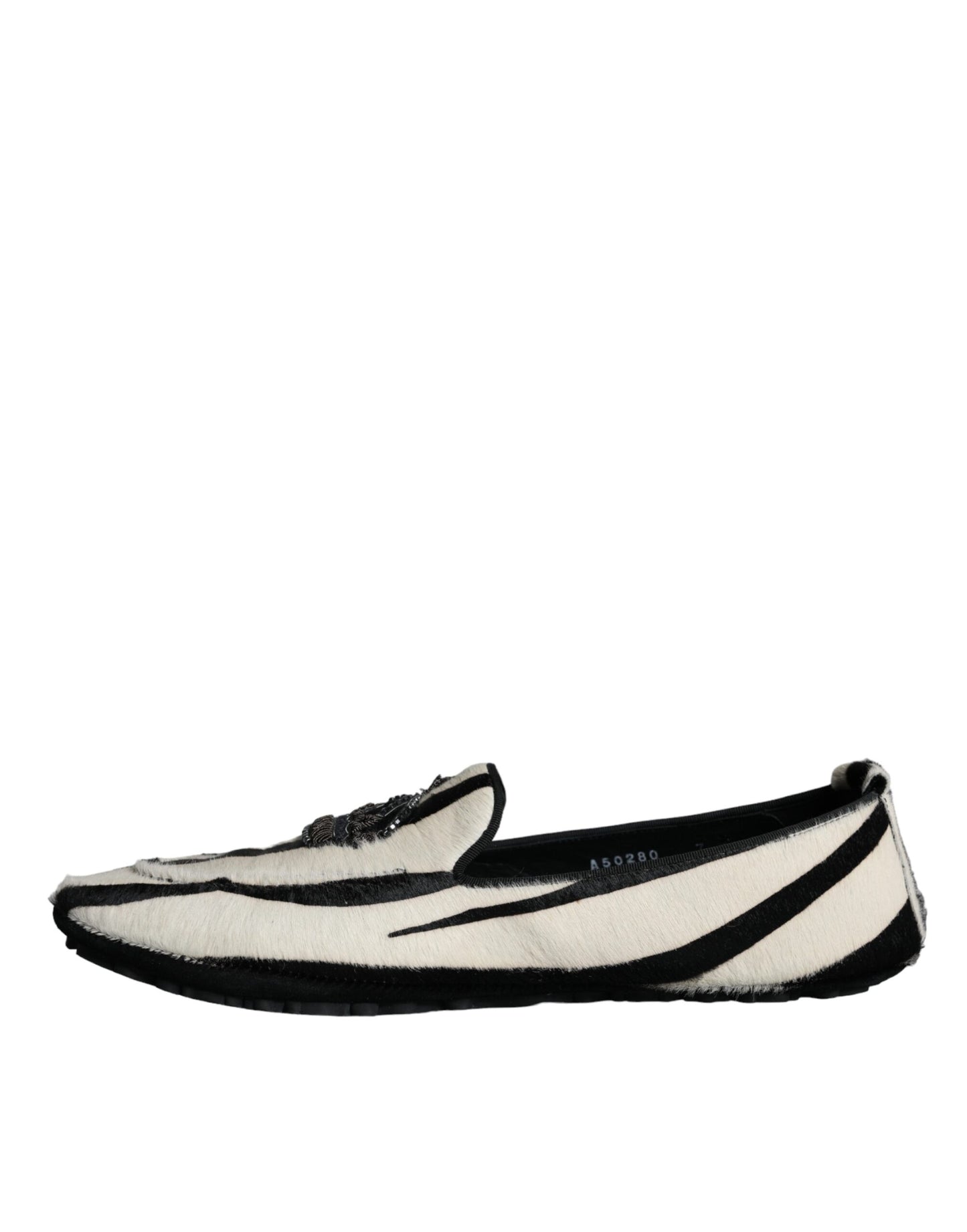 Mocasines de piel de becerro negros y blancos para hombre