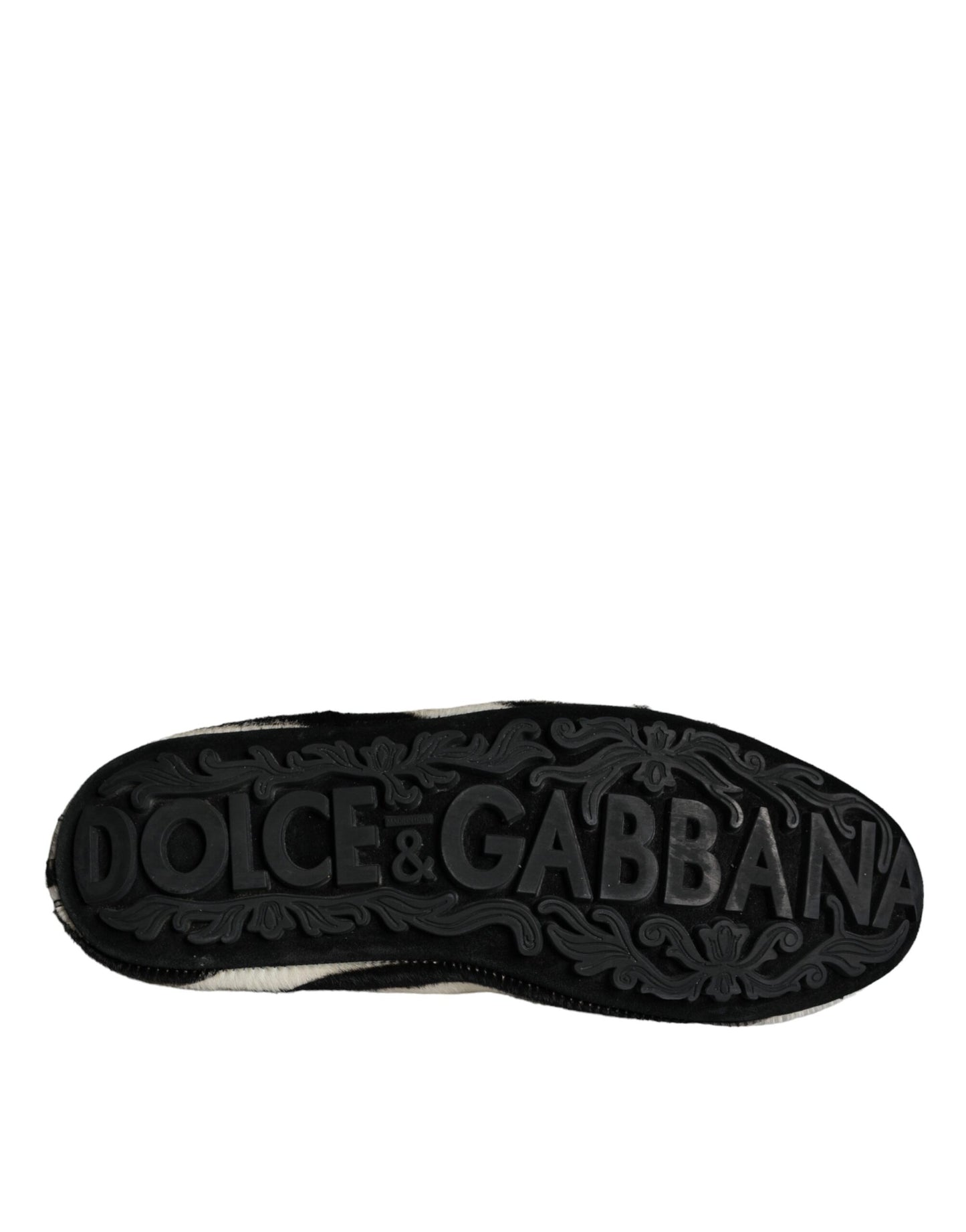 Mocasines de piel de becerro negros y blancos para hombre