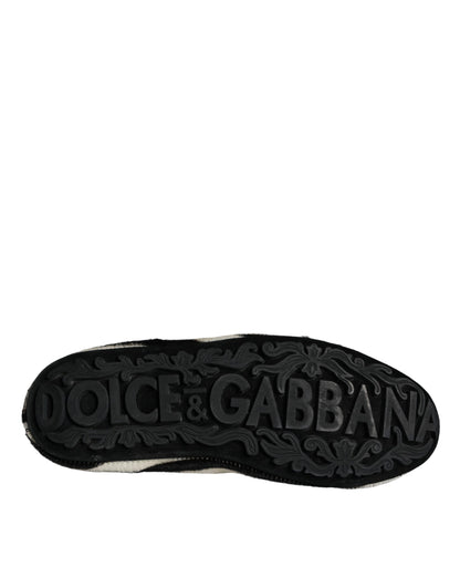 Mocasines de piel de becerro negros y blancos para hombre