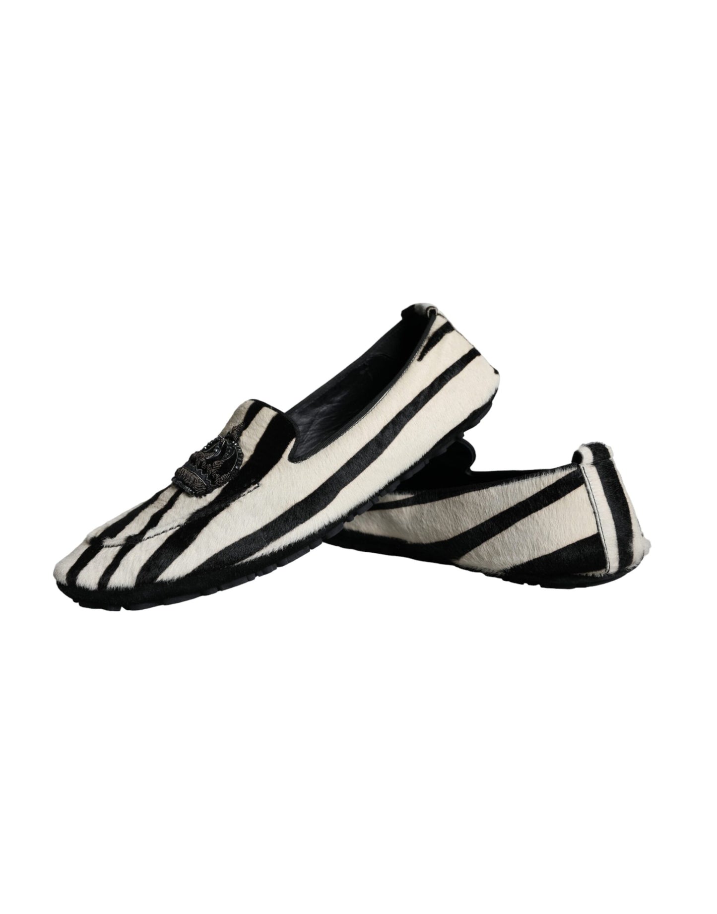 Mocasines de piel de becerro negros y blancos para hombre