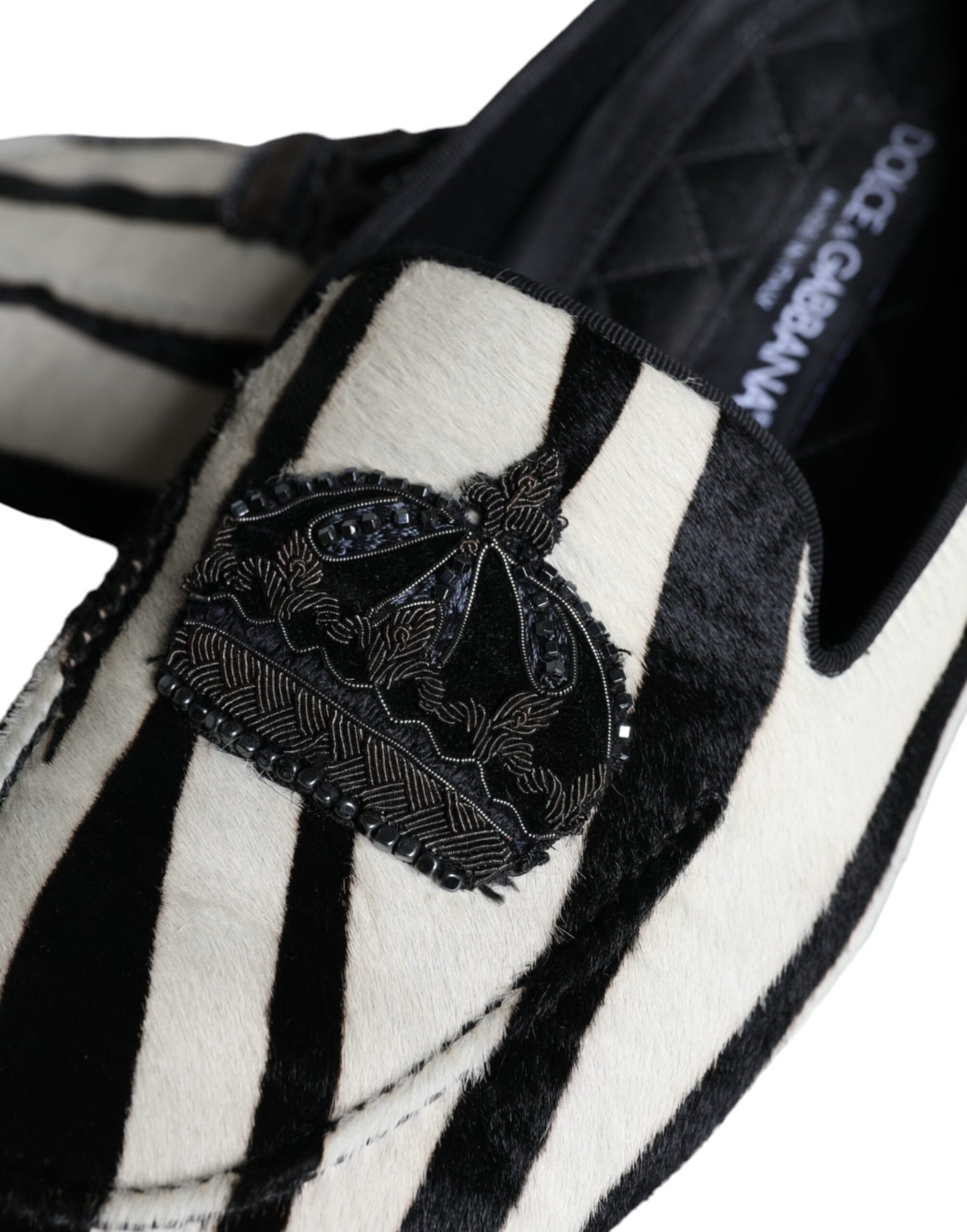 Mocasines de piel de becerro negros y blancos para hombre