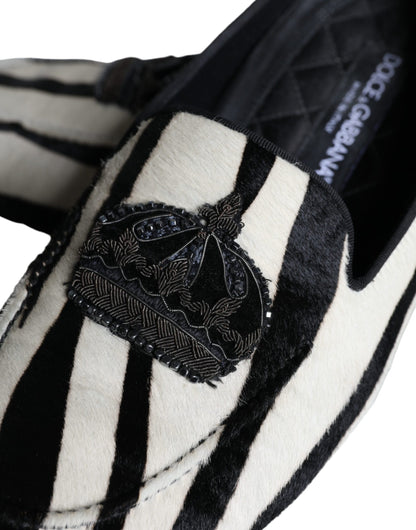 Mocasines de piel de becerro negros y blancos para hombre