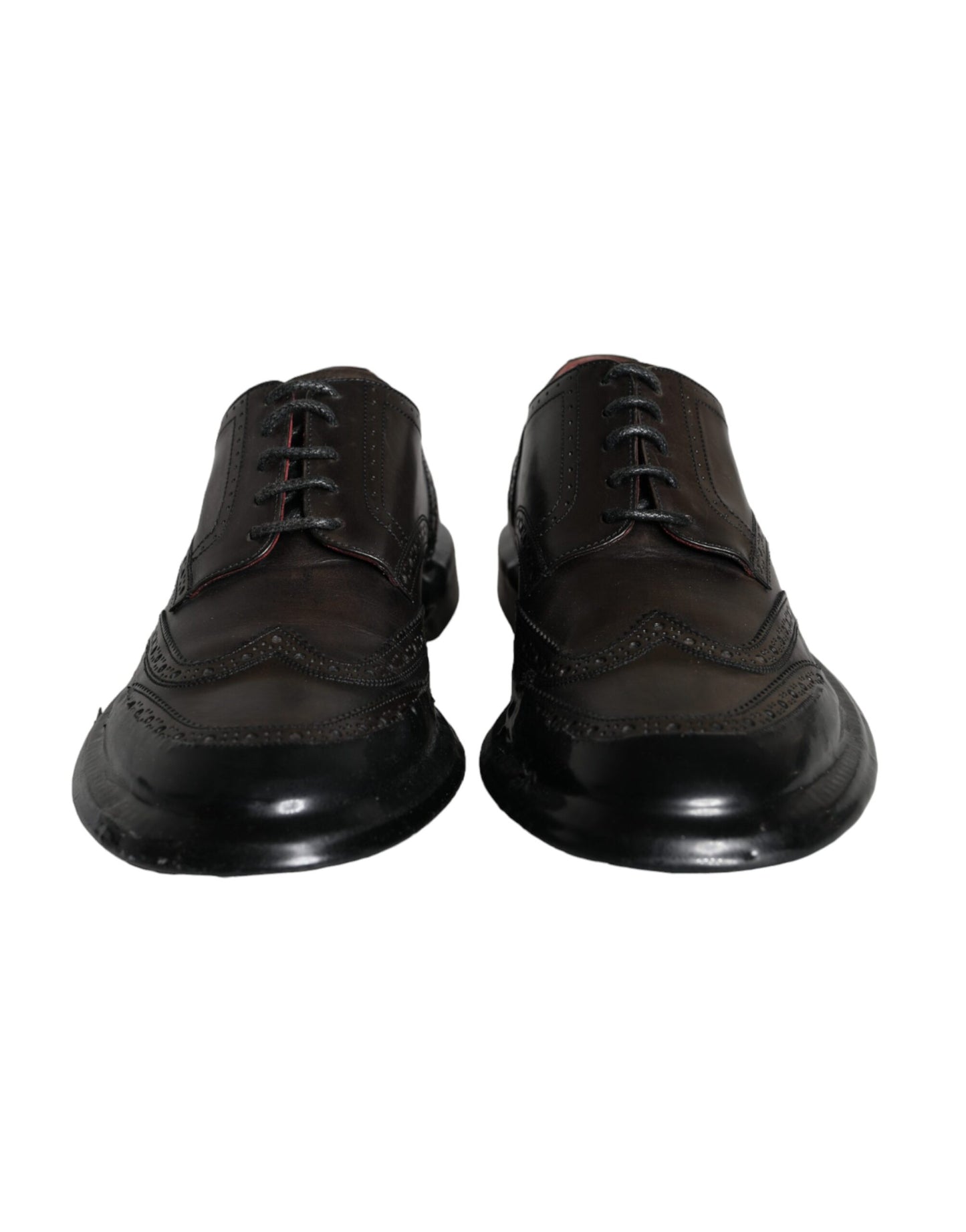 Zapatos formales Oxford de cuero negro con punta de ala para hombre