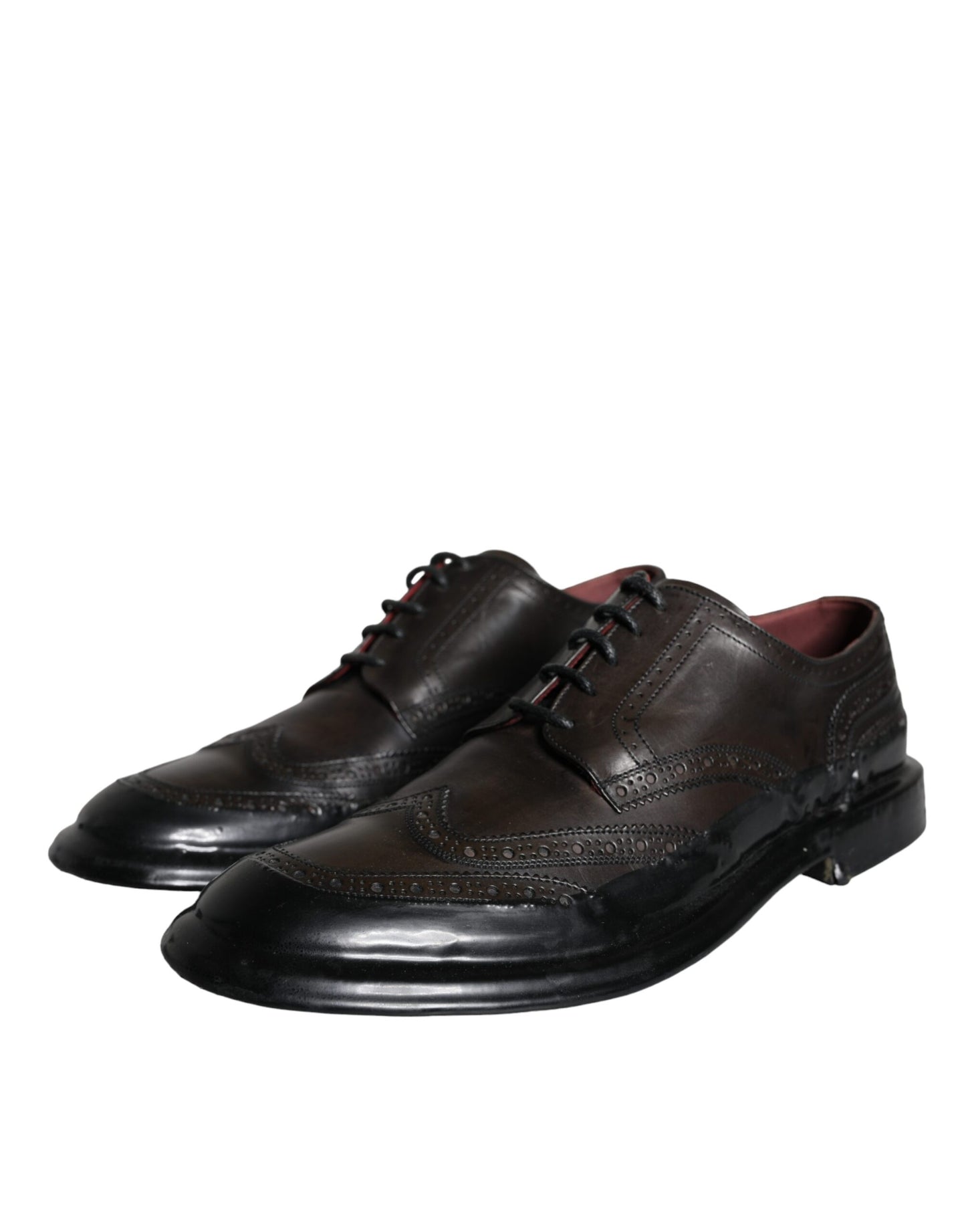 Zapatos formales Oxford de cuero negro con punta de ala para hombre