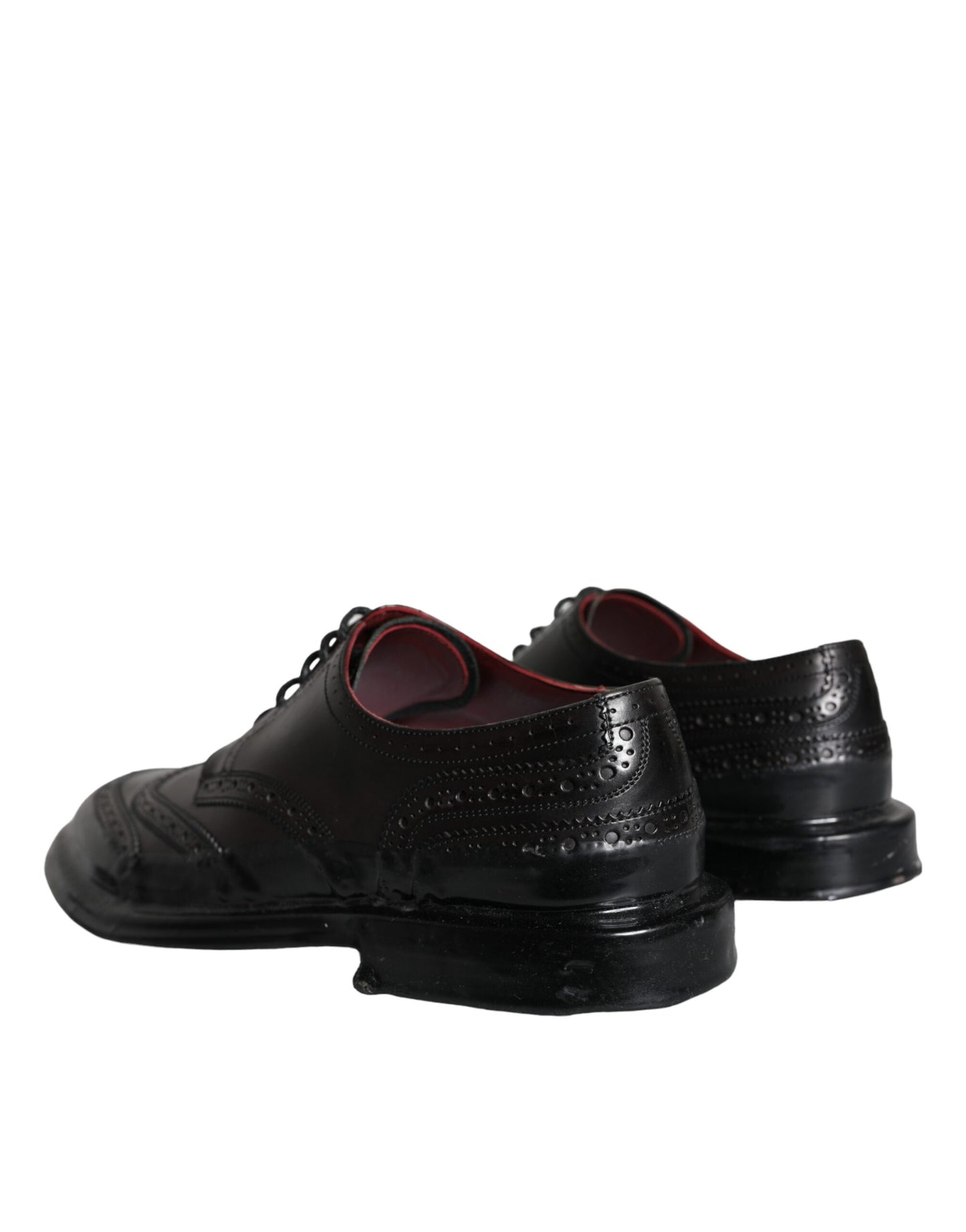 Zapatos formales Oxford de cuero negro con punta de ala para hombre