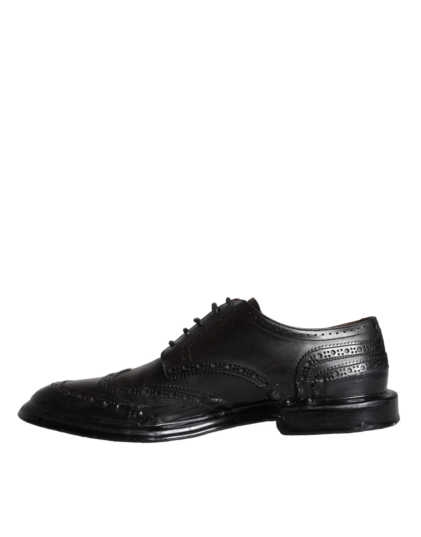 Zapatos formales Oxford de cuero negro con punta de ala para hombre