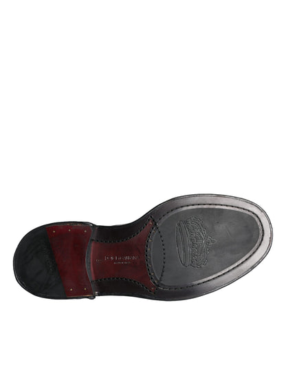 Zapatos formales Oxford de cuero negro con punta de ala para hombre