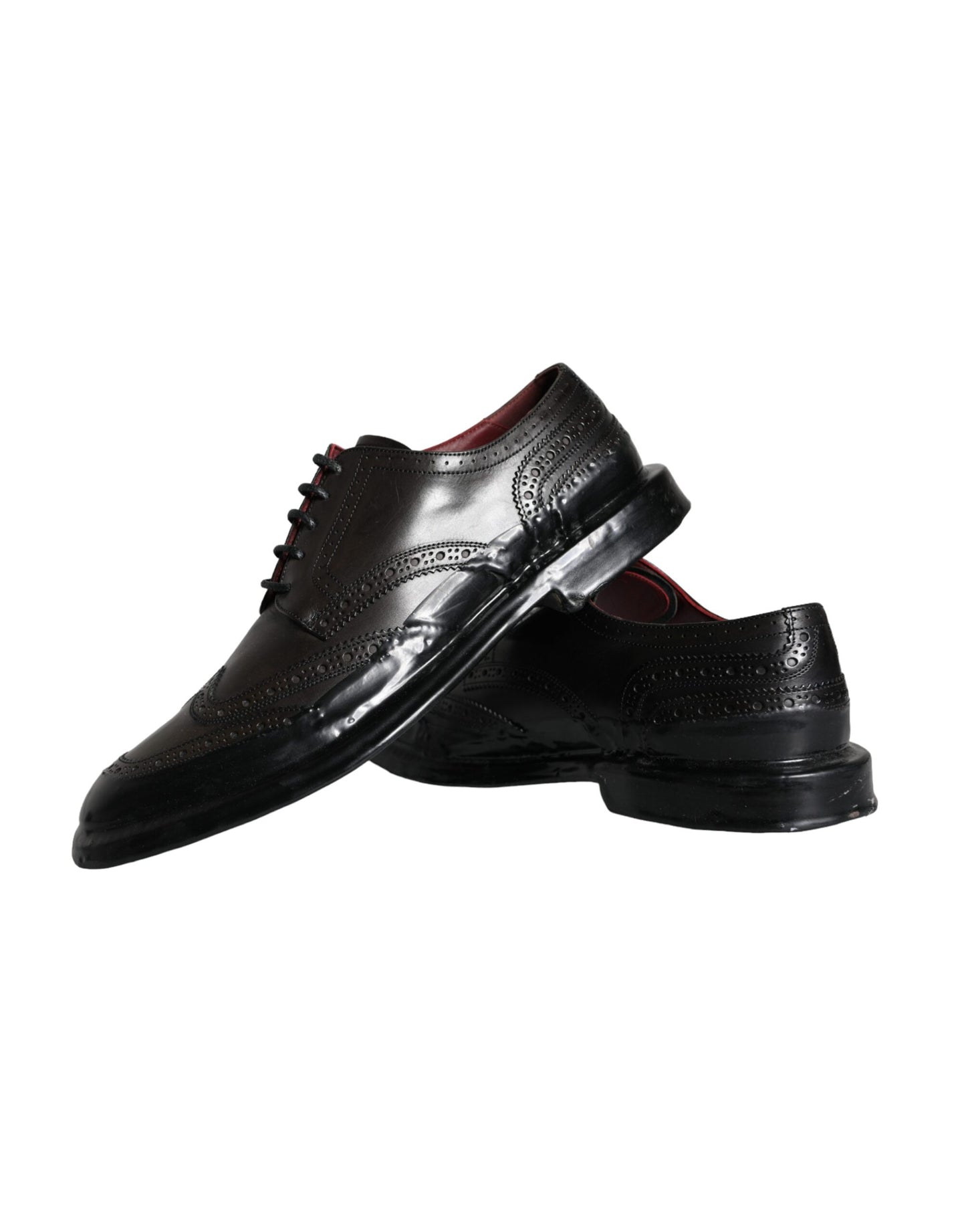 Zapatos formales Oxford de cuero negro con punta de ala para hombre