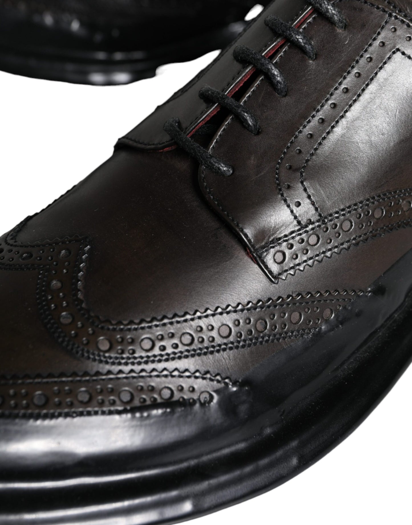 Zapatos formales Oxford de cuero negro con punta de ala para hombre