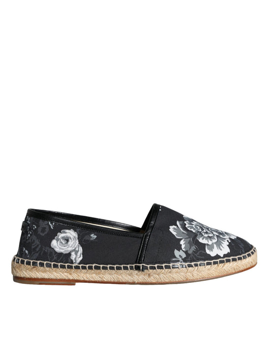 Alpargatas de piel de algodón con estampado floral negro