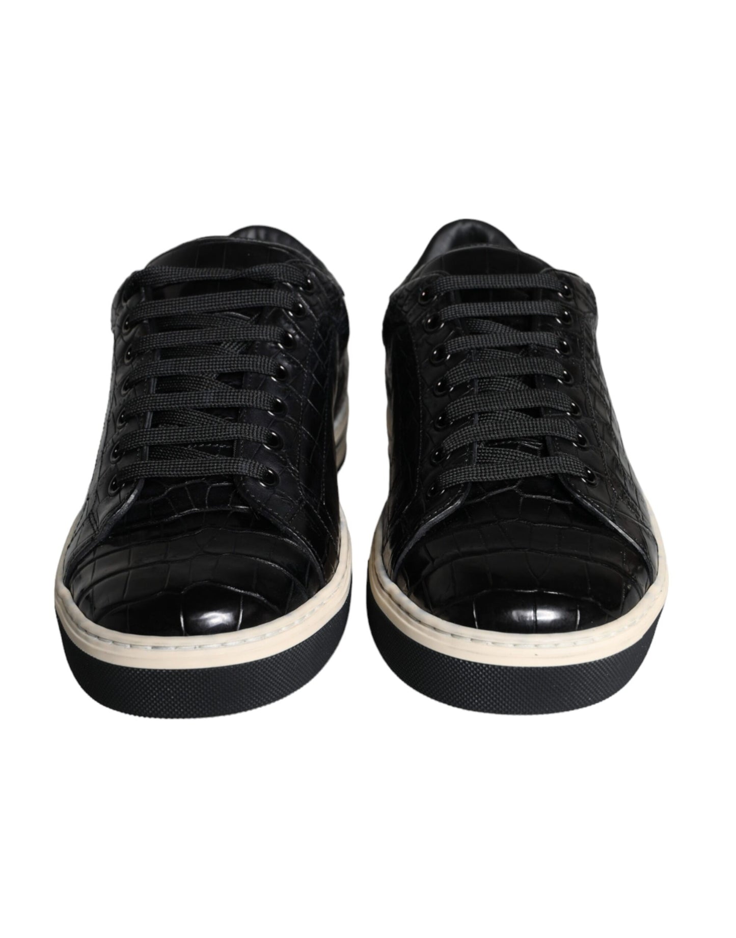 Zapatillas bajas de cuero negro para hombre