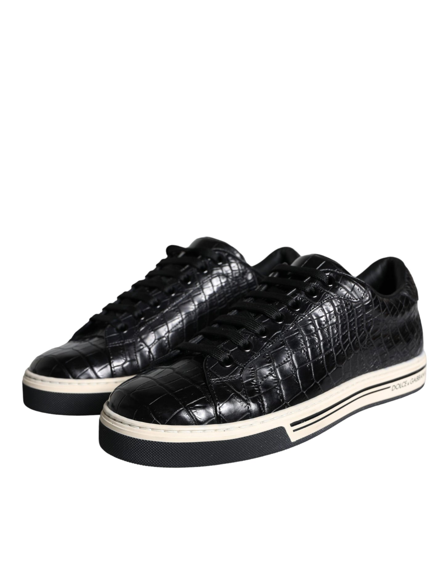 Zapatillas bajas de cuero negro para hombre