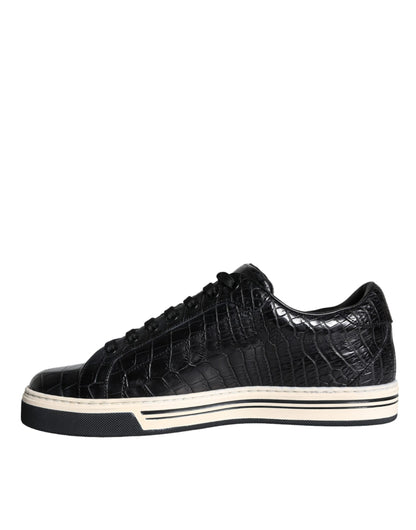 Zapatillas bajas de cuero negro para hombre