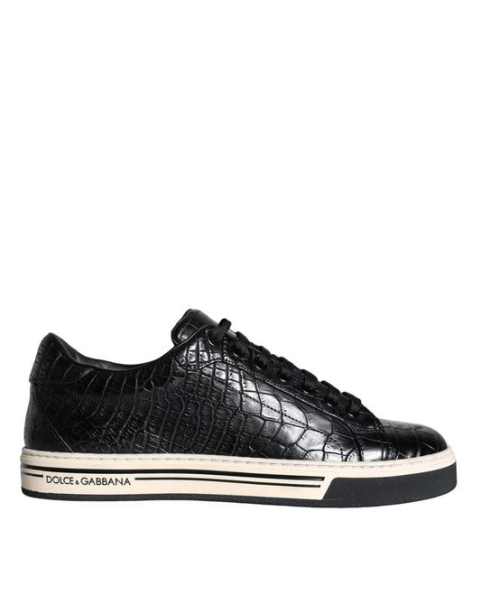Zapatillas bajas de cuero negro para hombre