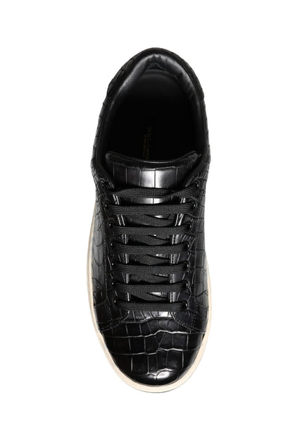 Zapatillas bajas de cuero negro para hombre