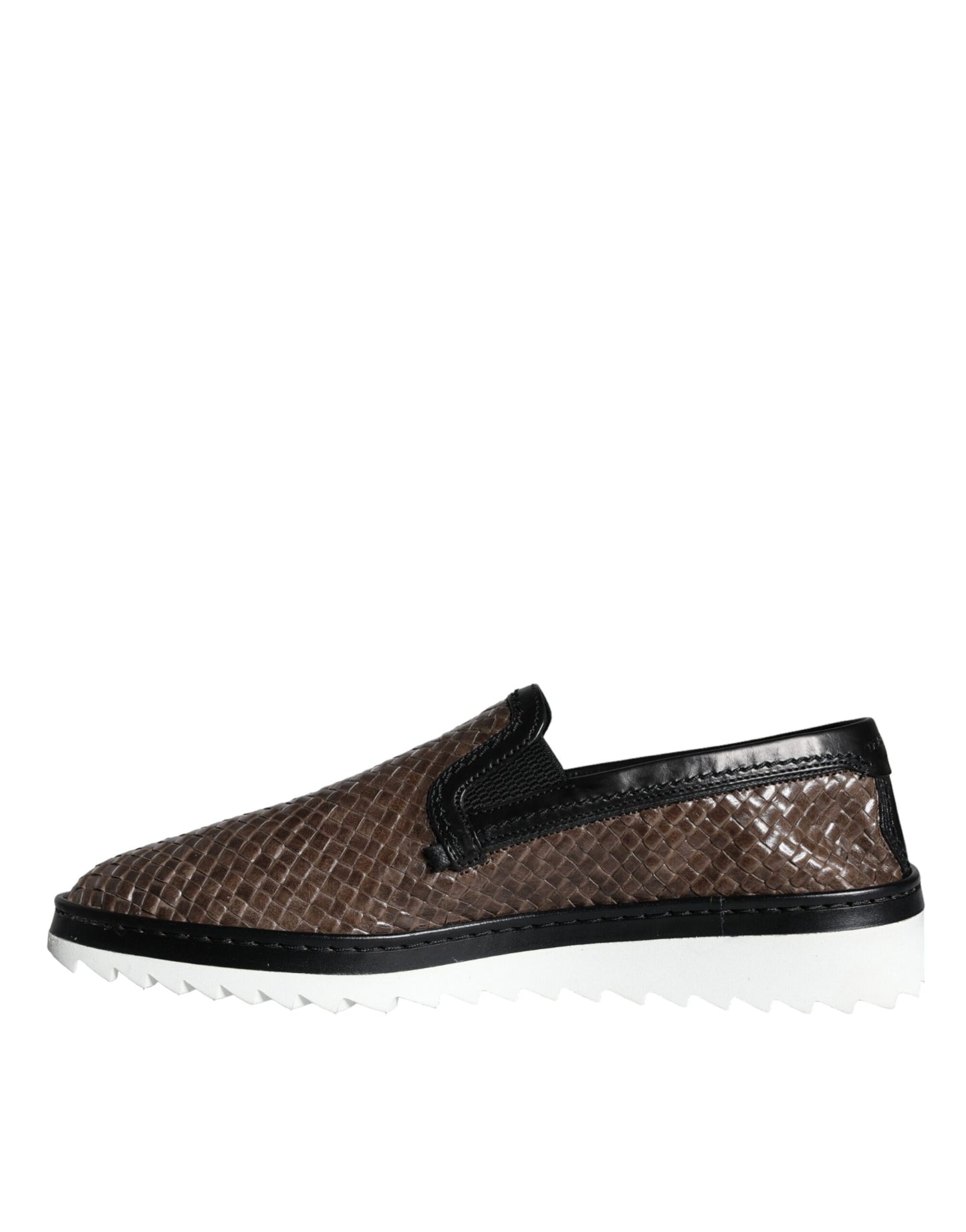 Mocasines de hombre de cuero trenzado marrón y negro
