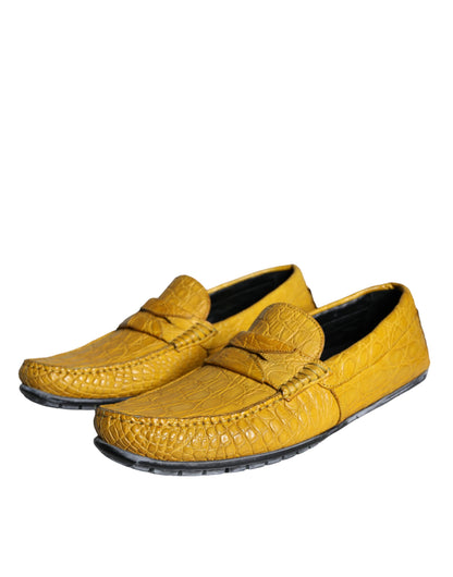 Mocasines de piel amarilla tipo mocasín