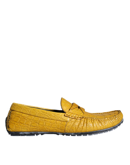 Mocasines de piel amarilla tipo mocasín