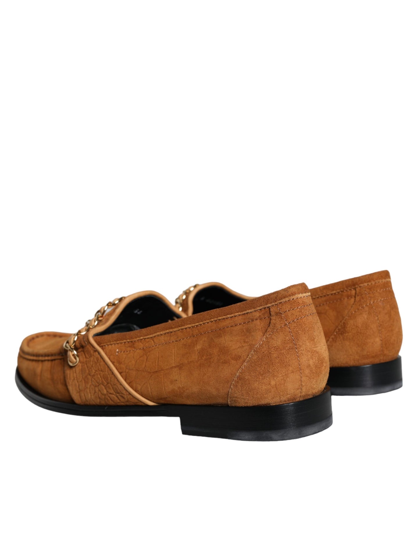 Mocasines sin cordones con logotipo de cuero y terciopelo marrón