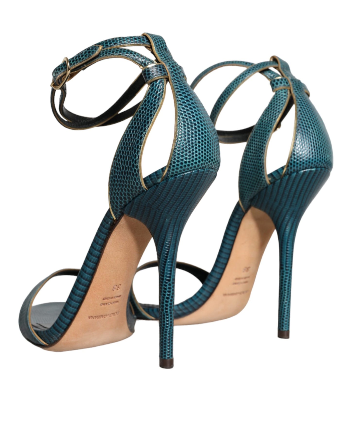Sandalias de tacón de piel de becerro verde oscuro