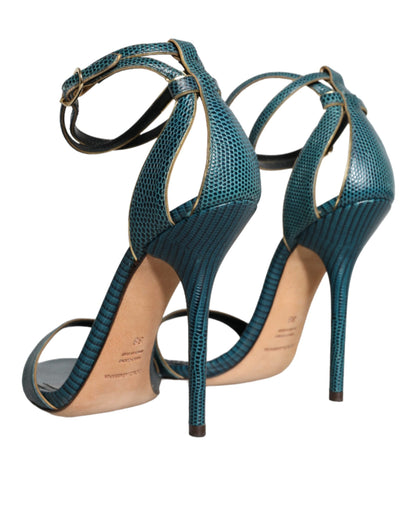 Sandalias de tacón de piel de becerro verde oscuro