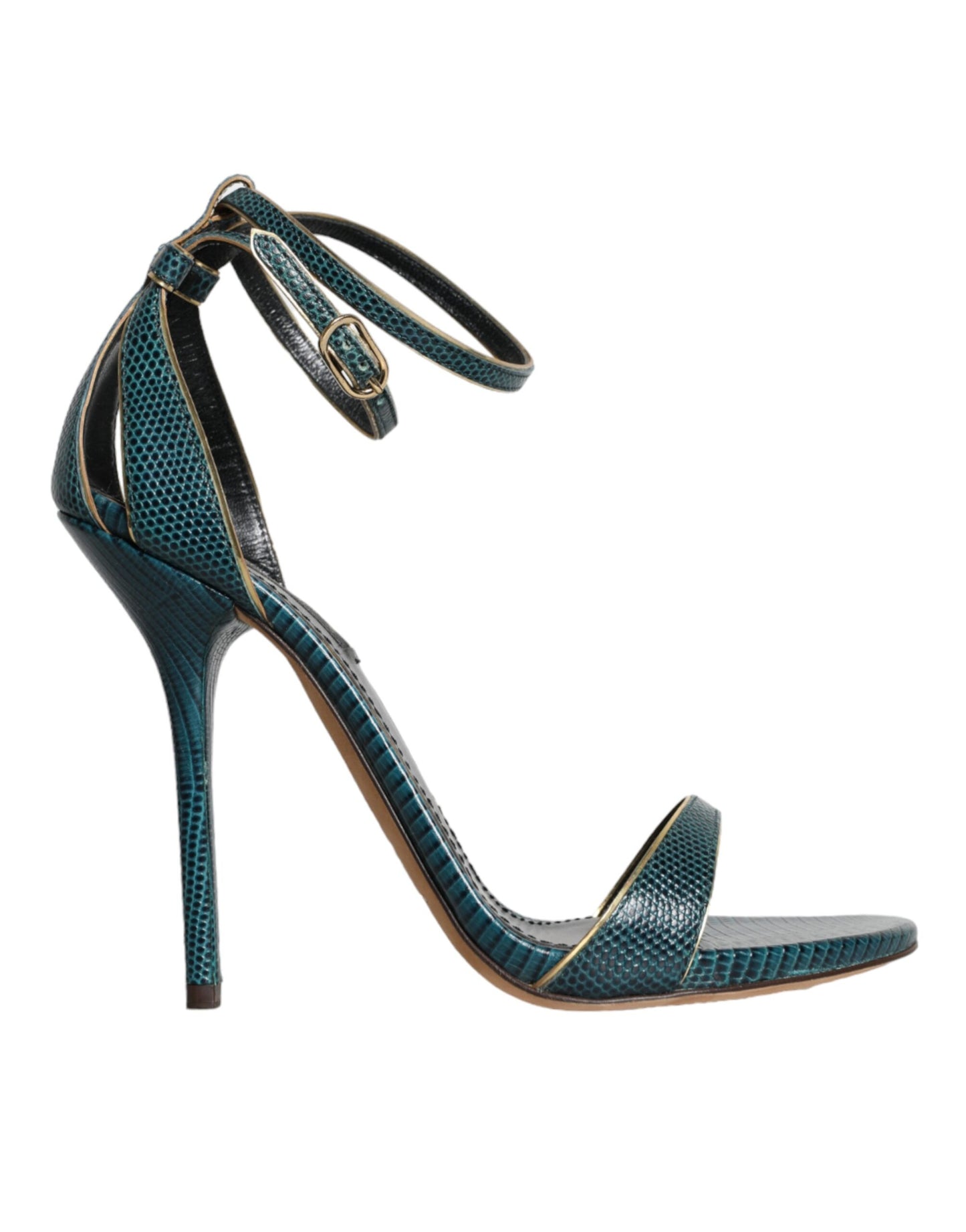 Sandalias de tacón de piel de becerro verde oscuro