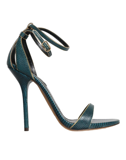 Sandalias de tacón de piel de becerro verde oscuro