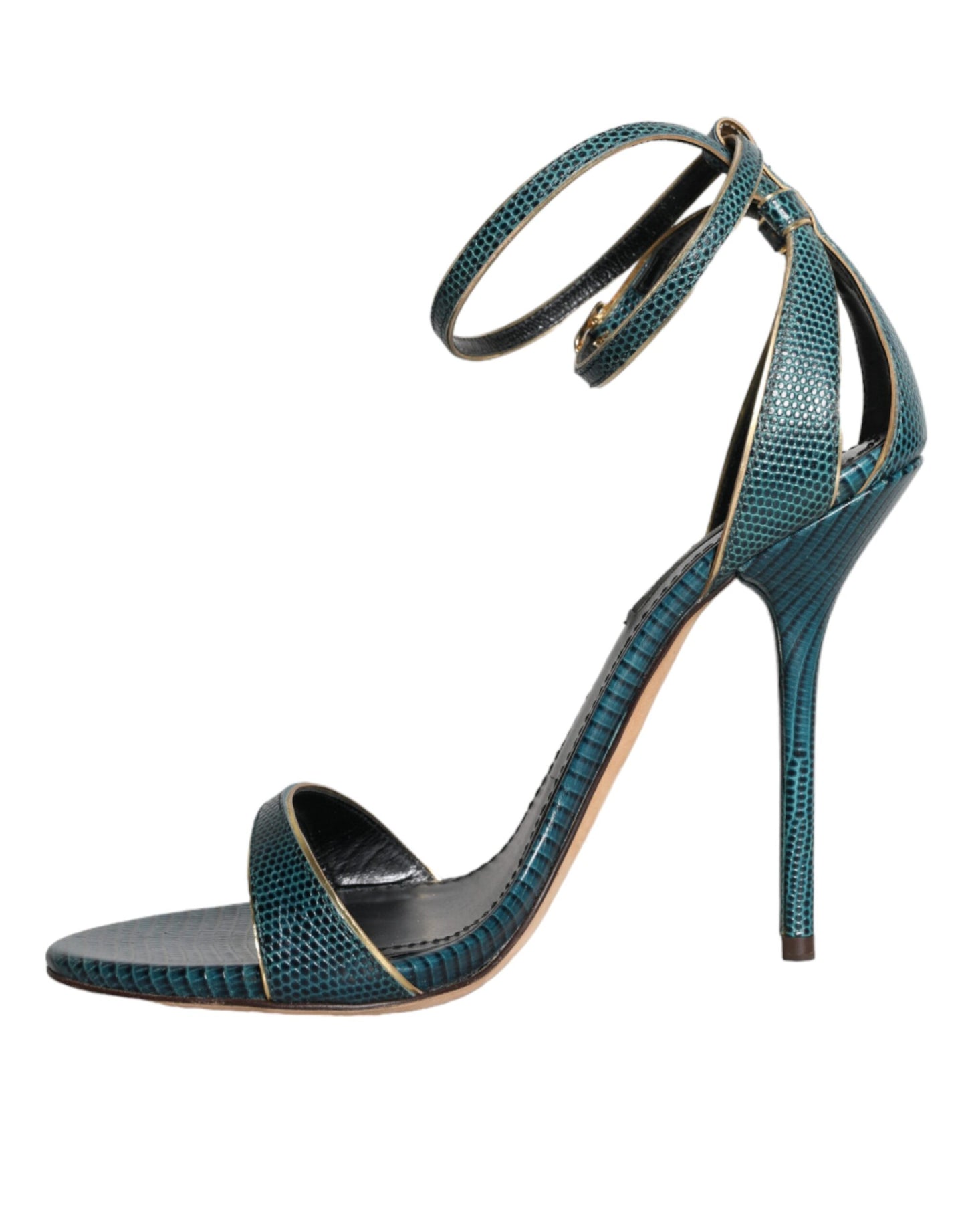 Sandalias de tacón de piel de becerro verde oscuro