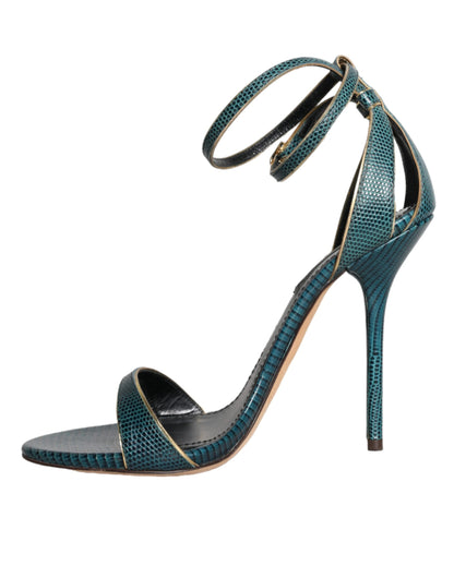 Sandalias de tacón de piel de becerro verde oscuro