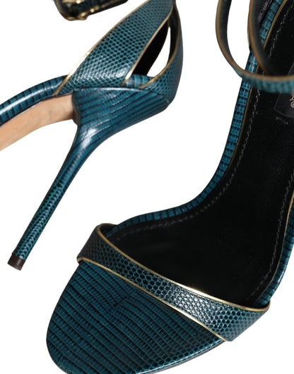 Sandalias de tacón de piel de becerro verde oscuro