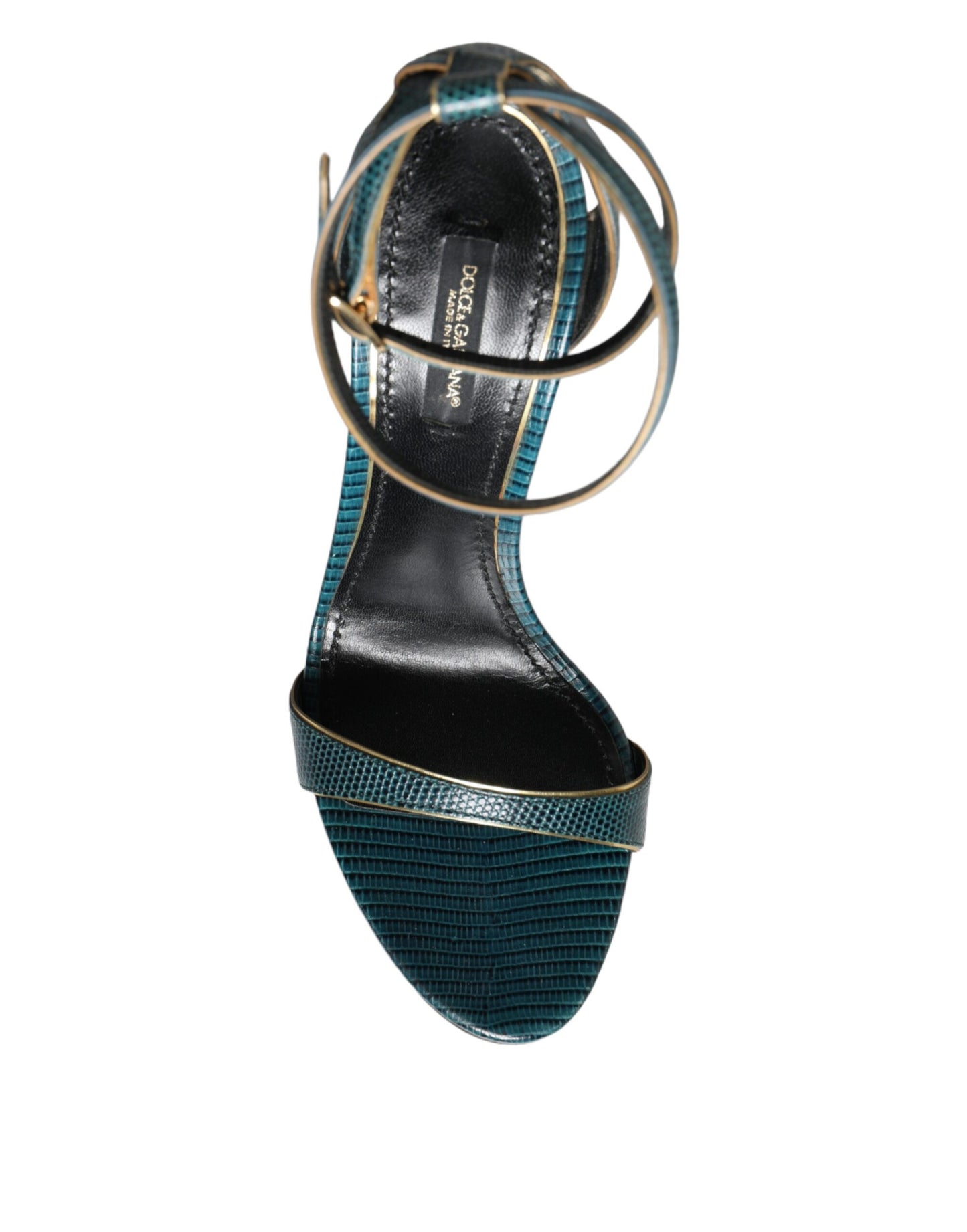 Sandalias de tacón de piel de becerro verde oscuro