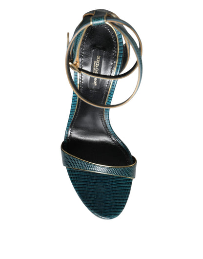 Sandalias de tacón de piel de becerro verde oscuro