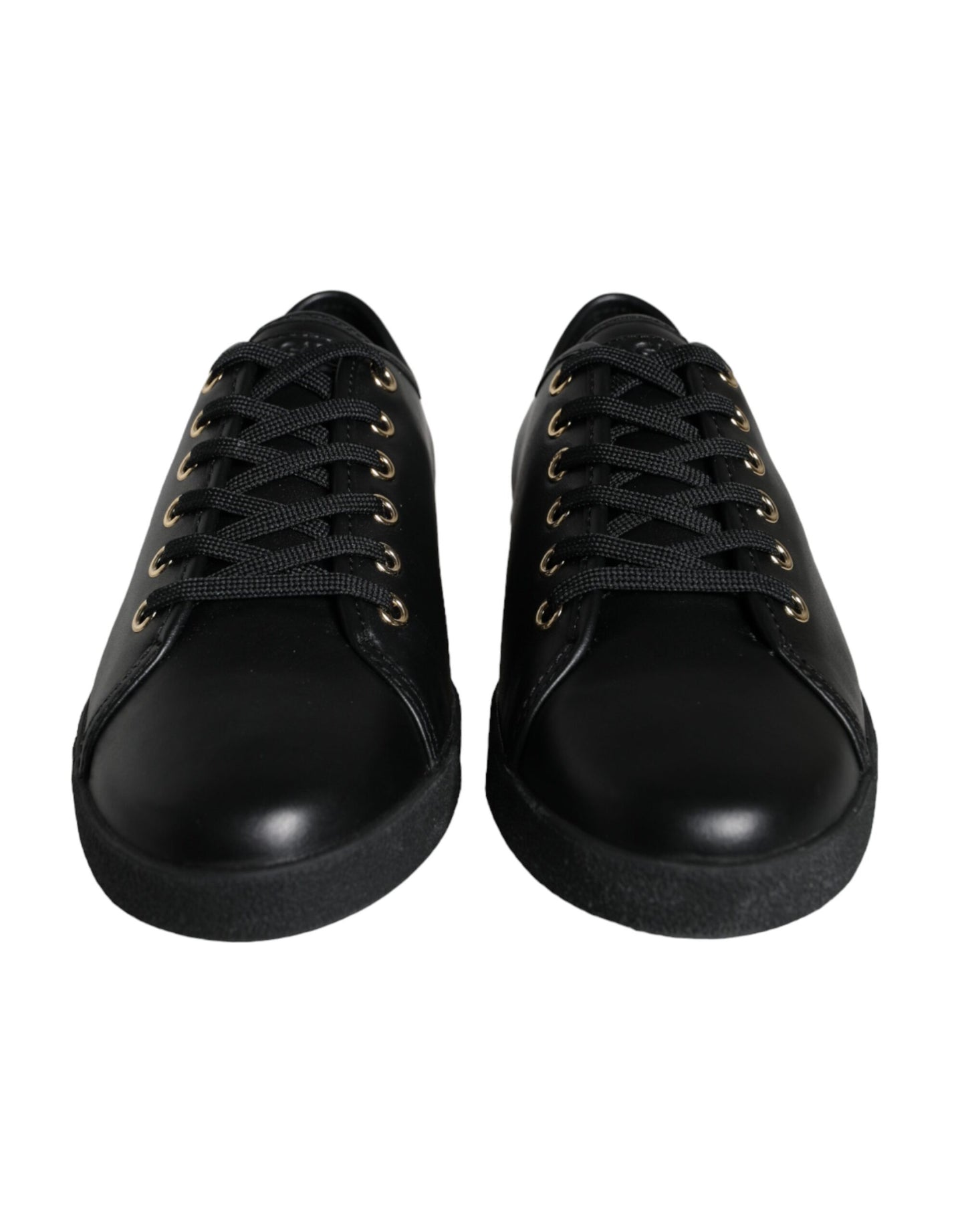 Zapatillas clásicas de cuero negro dorado