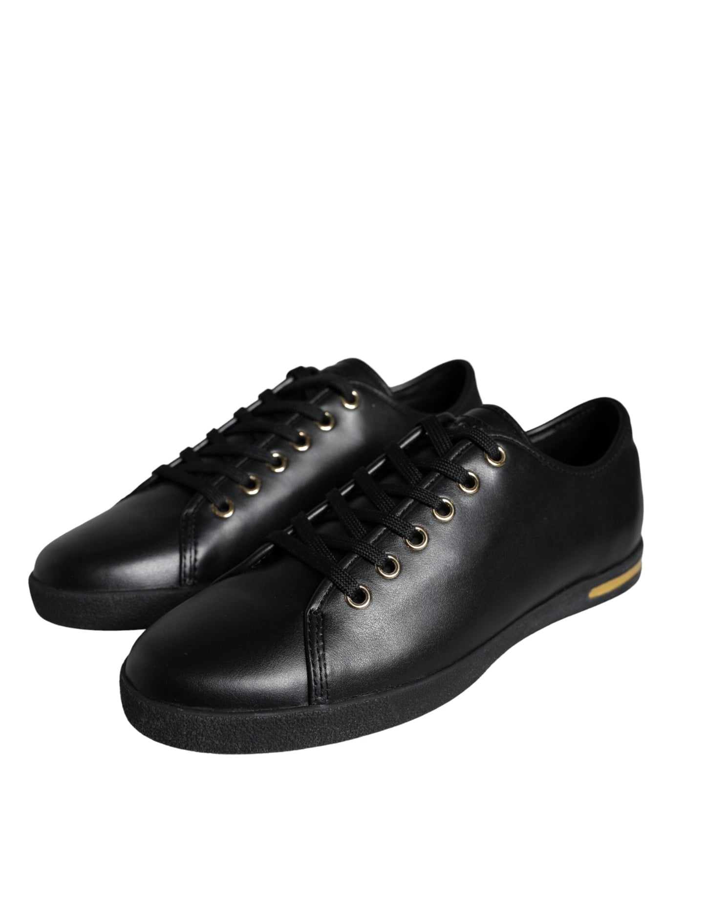 Zapatillas clásicas de cuero negro dorado
