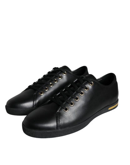 Zapatillas clásicas de cuero negro dorado