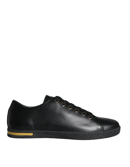 Zapatillas clásicas de cuero negro dorado