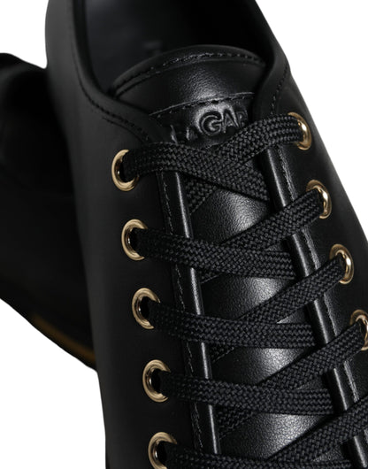 Zapatillas clásicas de cuero negro dorado