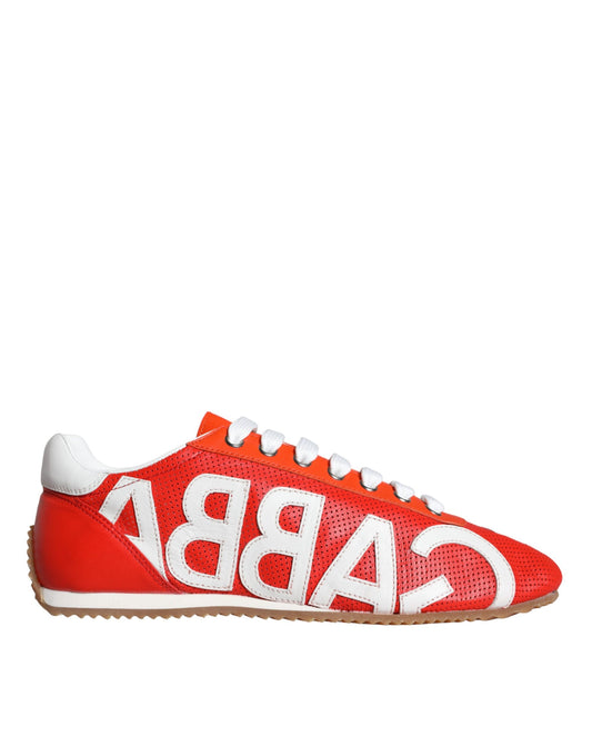 Zapatillas deportivas casuales con logo de cuero rojo y blanco