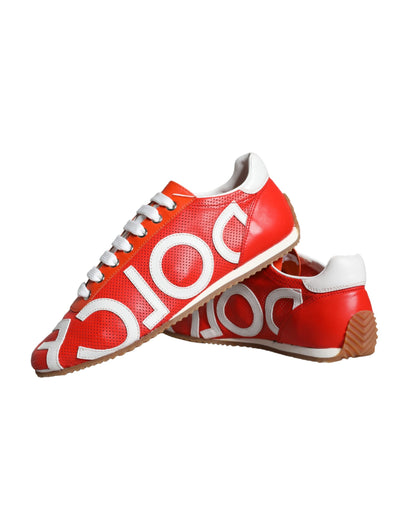 Zapatillas deportivas casuales con logo de cuero rojo y blanco
