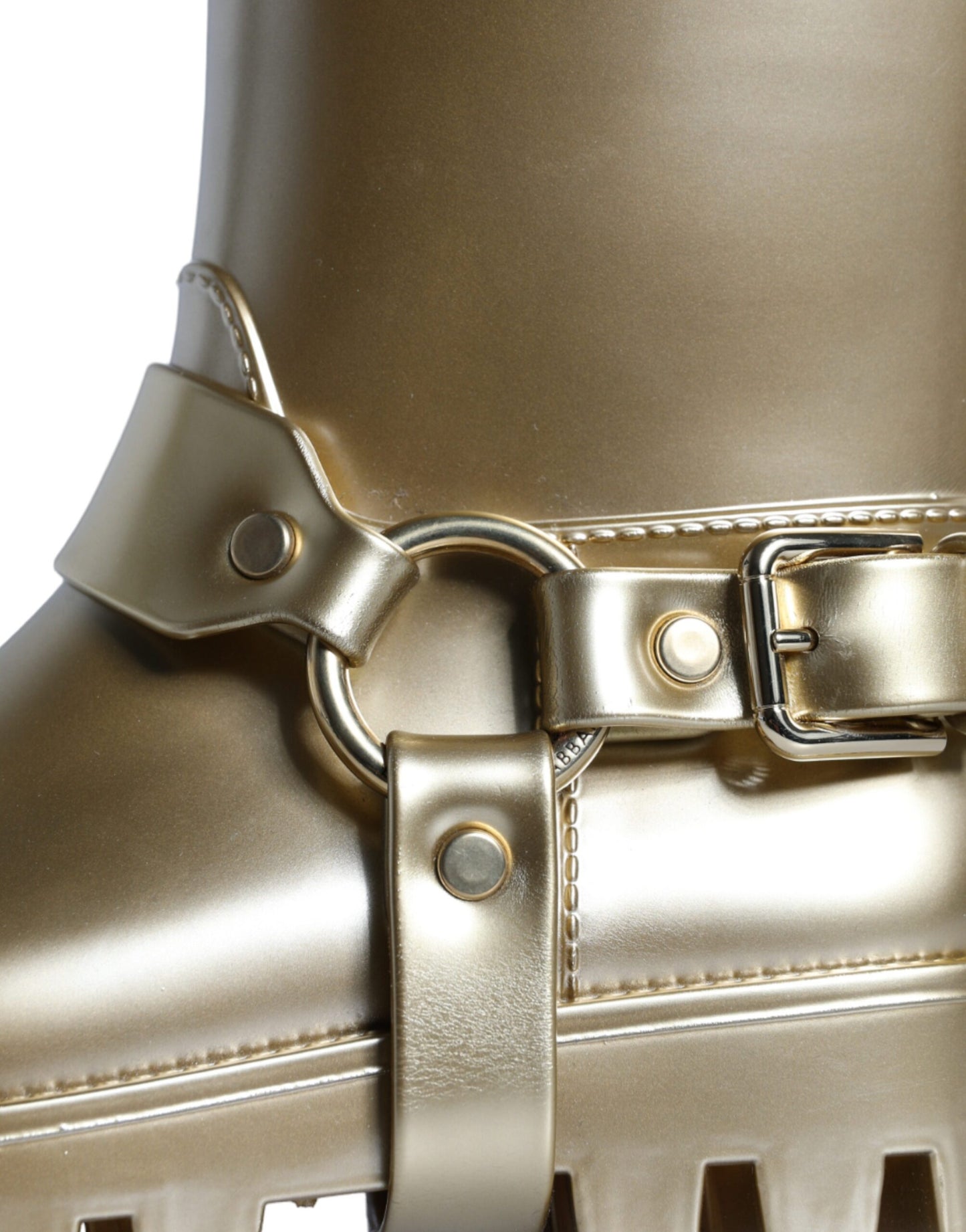Botas de lluvia de PVC y caucho dorado metalizado