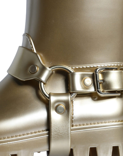 Botas de lluvia de PVC y caucho dorado metalizado