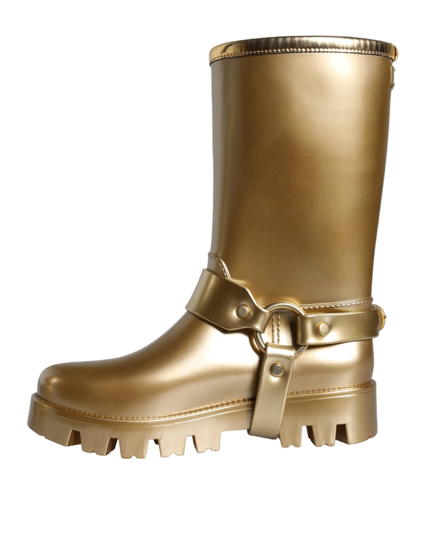 Botas de lluvia de PVC y caucho dorado metalizado