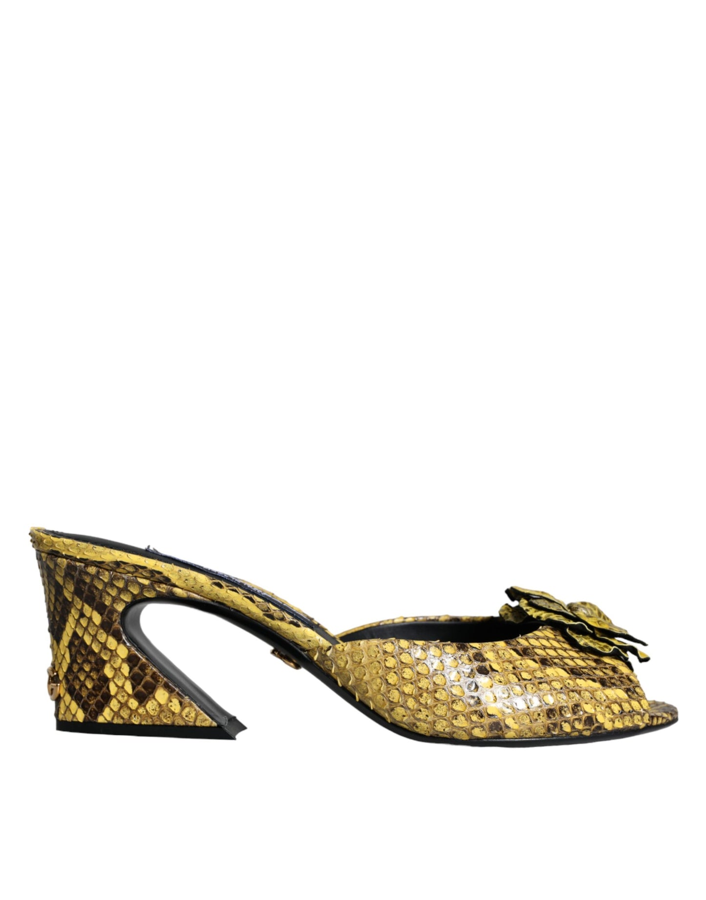 Sandalias de tacón de bloque de cuero amarillo